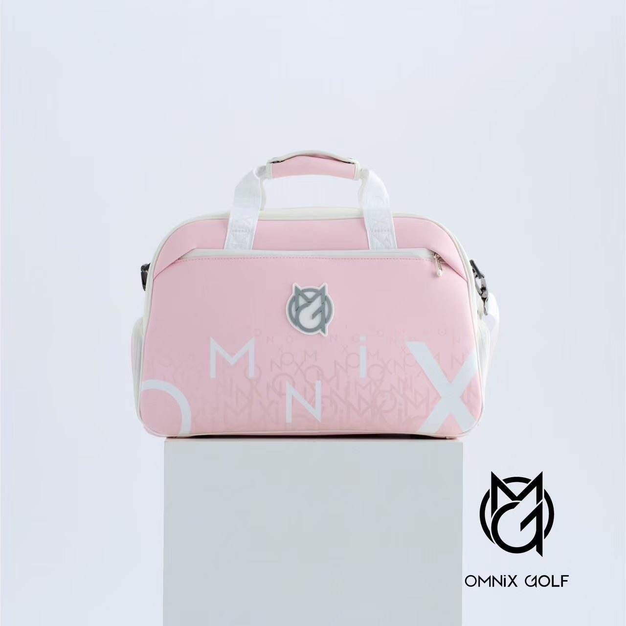 Boston Bag -Pink×White-