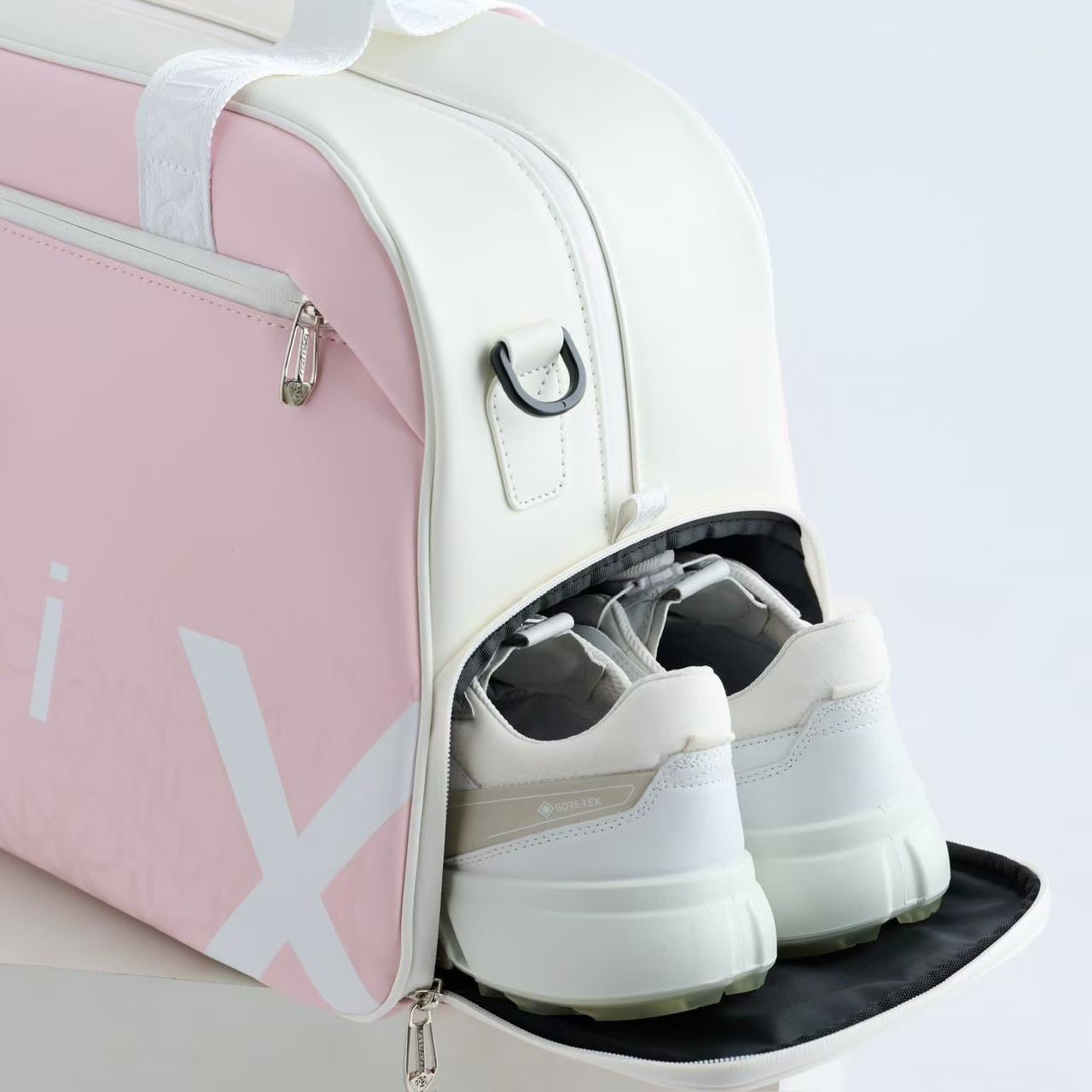 Boston Bag -Pink×White-